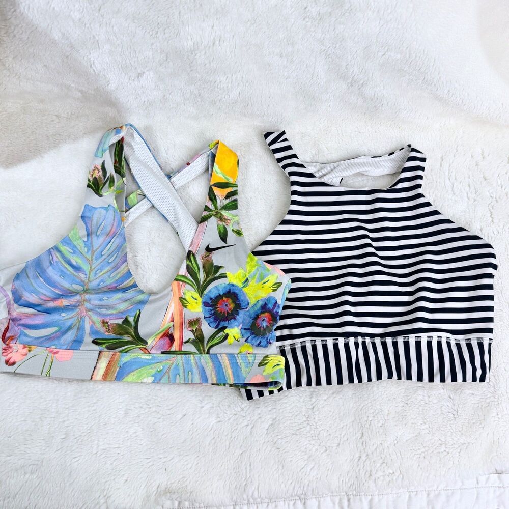 Nike Athlete Sports Bra Lot Of 2 Small Floral and  Striped